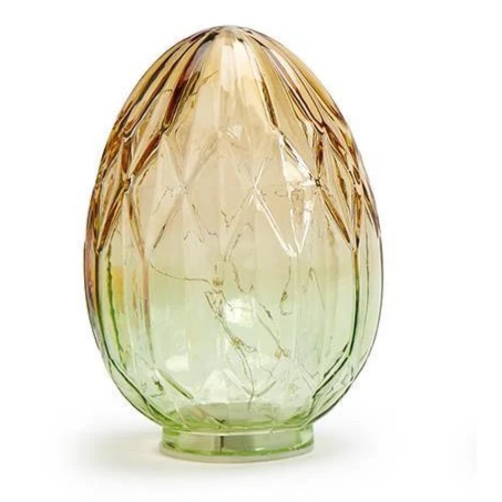 Deby Lily Glass Faceted LED Light Up Glass Egg NEW